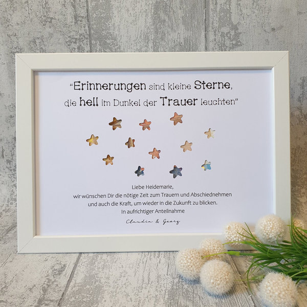 Geldbilderrahmen "Sterne" personalisiert | Trauer & Beileid